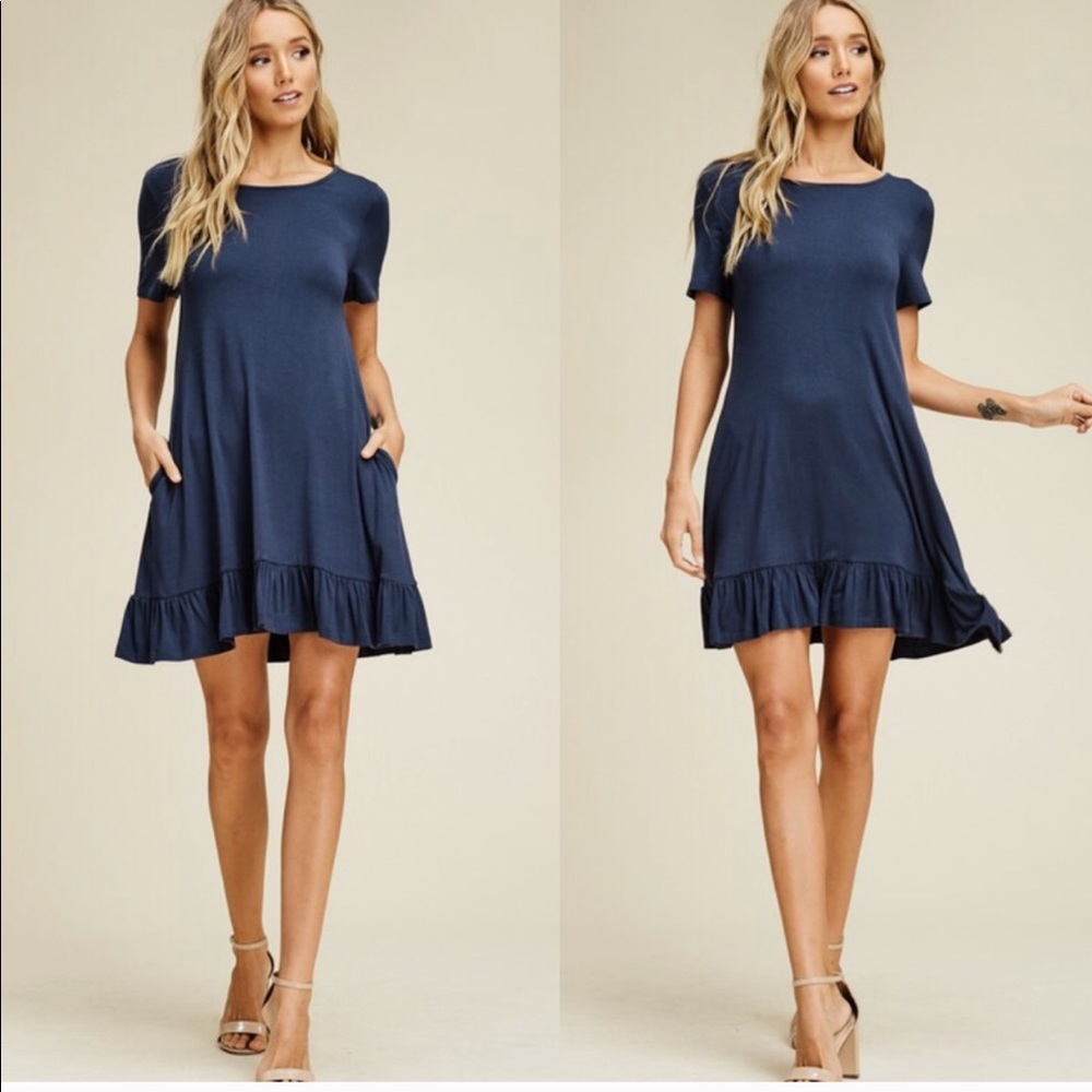 Annabelle Slate Ruffled Babydoll Dress